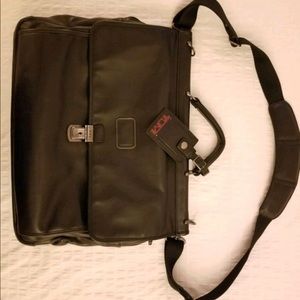 Tumi Leather Messenger Briefcase